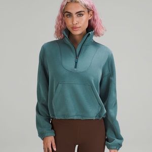 Lululemon Brushed Softstreme Ribbed 1/2 Zip Green Jasper